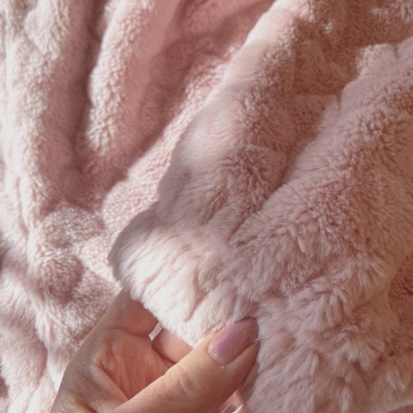 NWOT SET of [Crave Fame] Pink Sherpa Heart Print Zip-Up Hoodie & Pant - Sz M - Picture 7 of 9